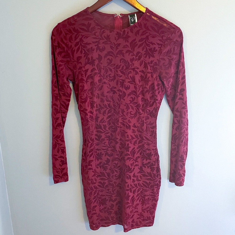 Windsor burgundy long sleeve mini dress